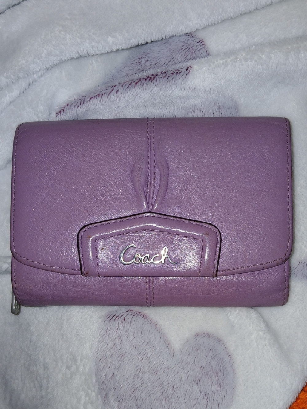 Coach Lavender Leather Compact Wallet